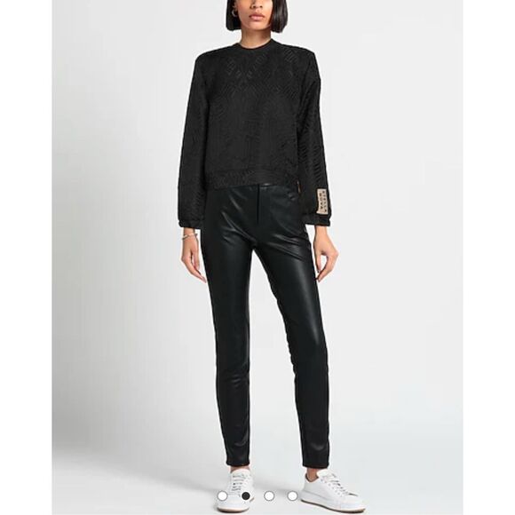 Stella Nova Tops - Stella Nova Black Jacquard Textured Mock Neck Top Size L Minimalist Chic